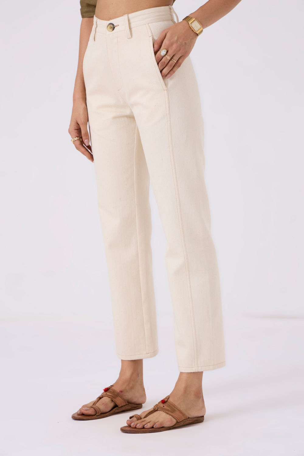 Diane High Rise Straight Fit Khadi Denim