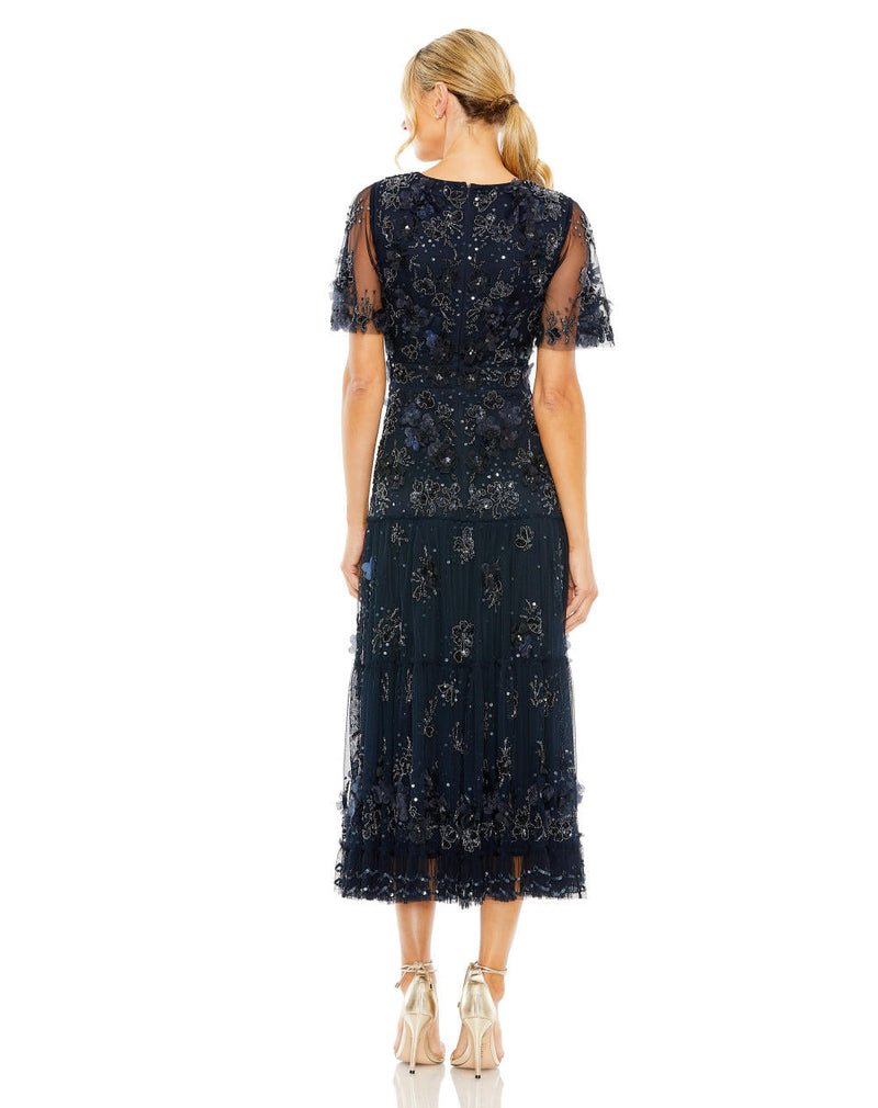 MD-9207 Midi Dress-Blue by Mac Duggal in blue color for women Worldwide