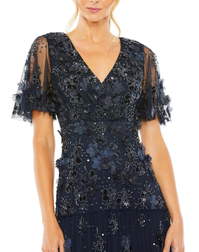 MD-9207 Midi Dress-Blue by Mac Duggal in blue color for women Worldwide