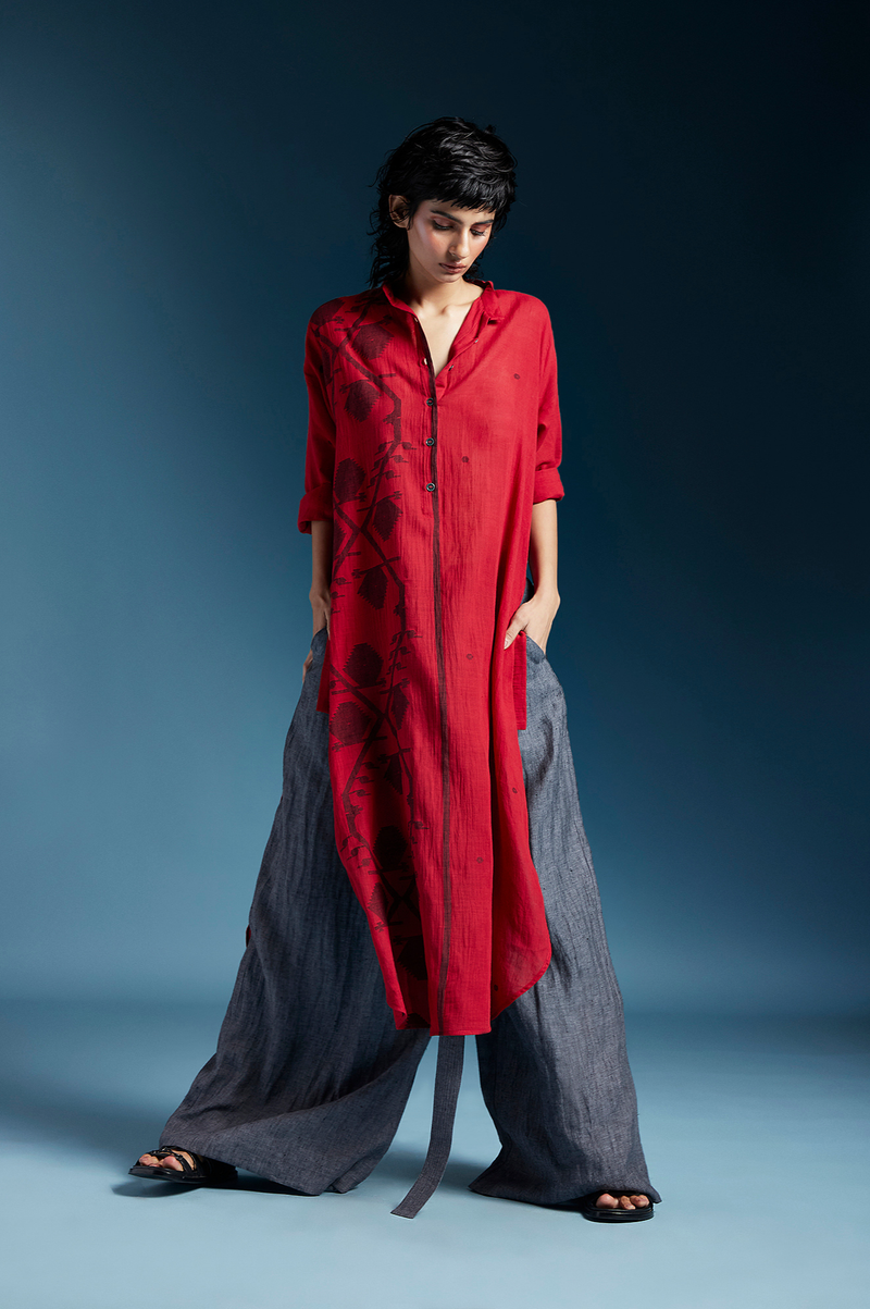 Alora Top-Red cotton by Chola in red color for women Worldwide