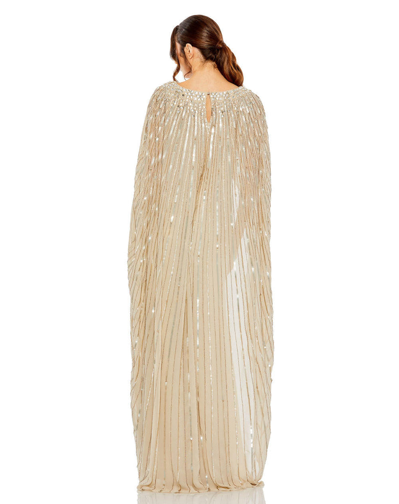 MD-93869 Cape Gown-Beige by Mac Duggal in beige color for women Worldwide