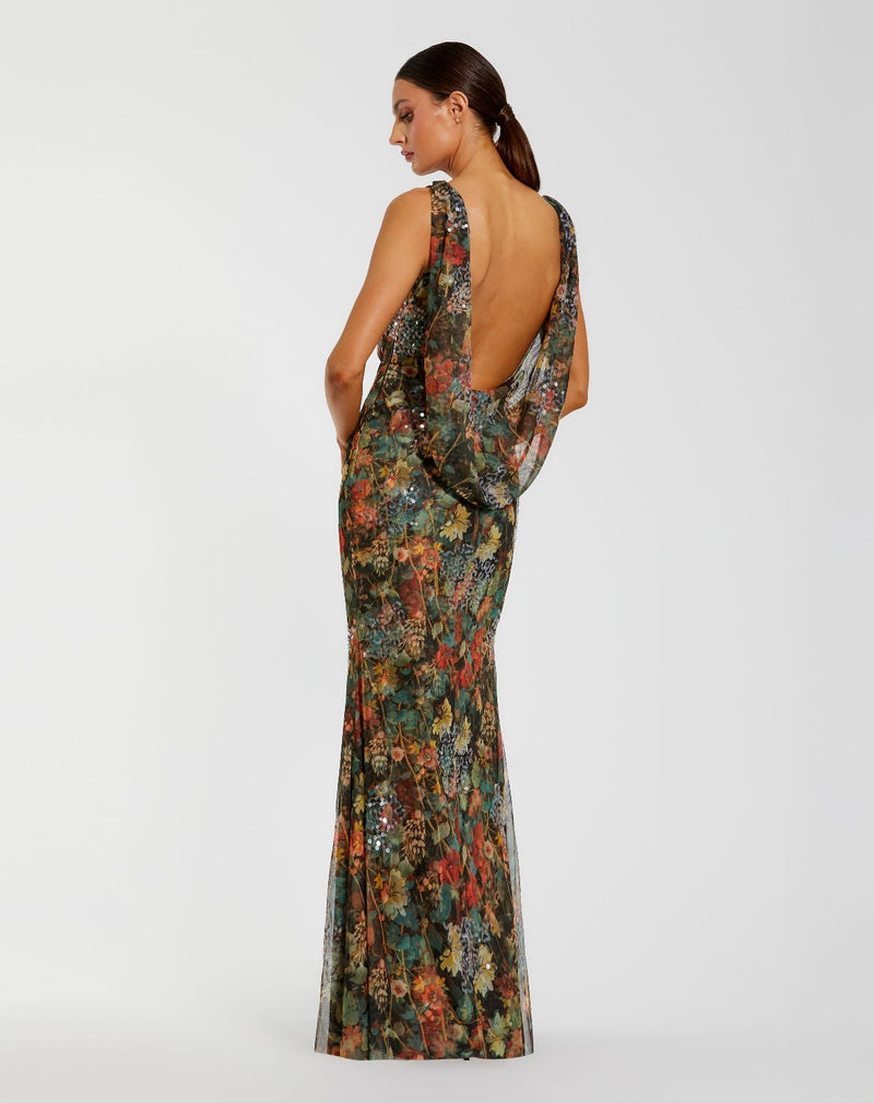 94263-Multicolor Floral Embellished Column Gown mul by Mac Duggal in multi color for women Worldwide