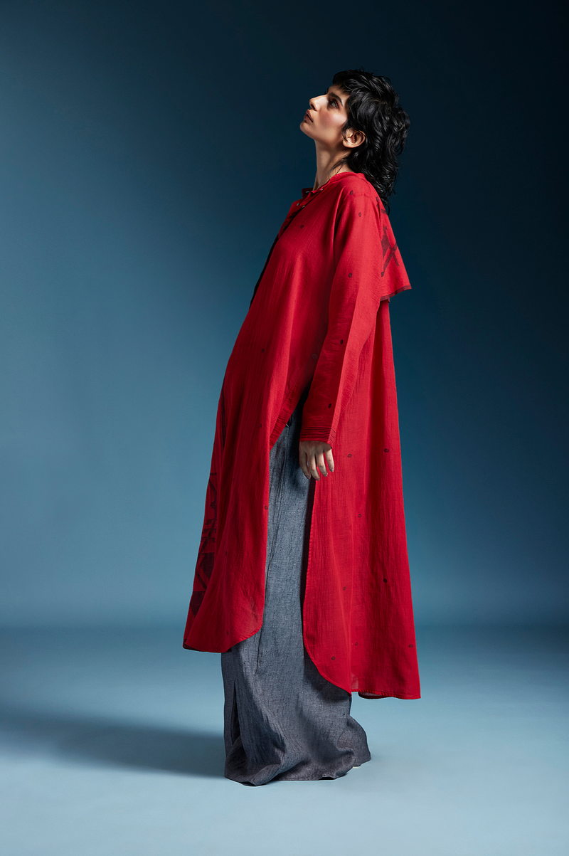 Alora Top-Red cotton by Chola in red color for women Worldwide