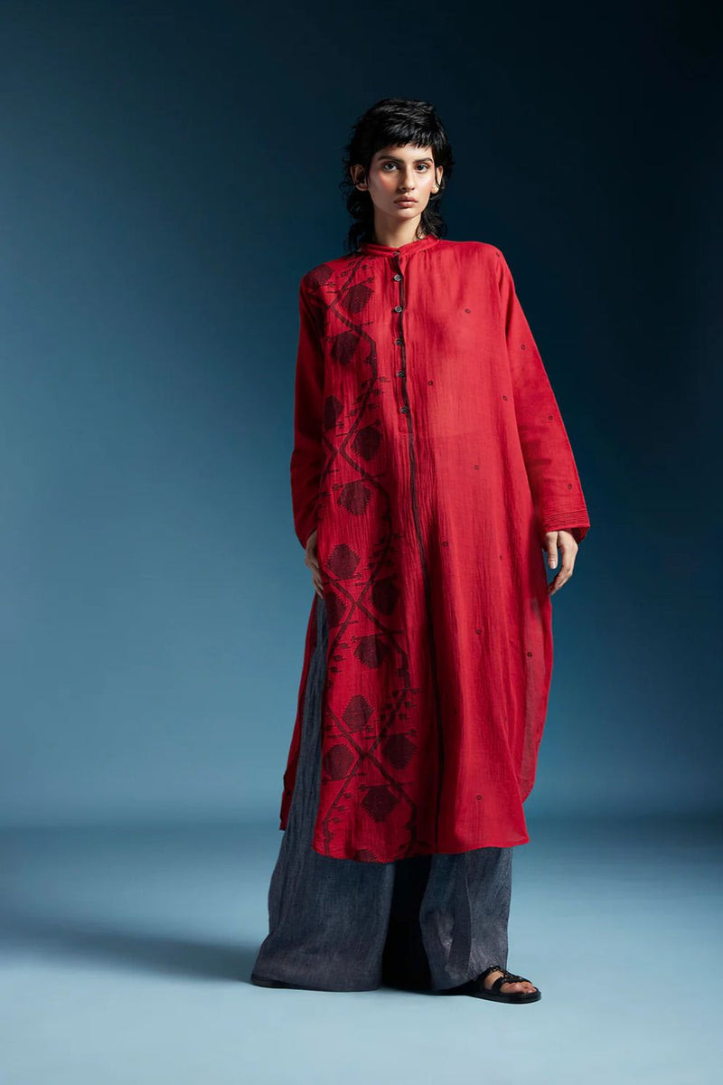 Alora Top-Red cotton by Chola in red color for women Worldwide