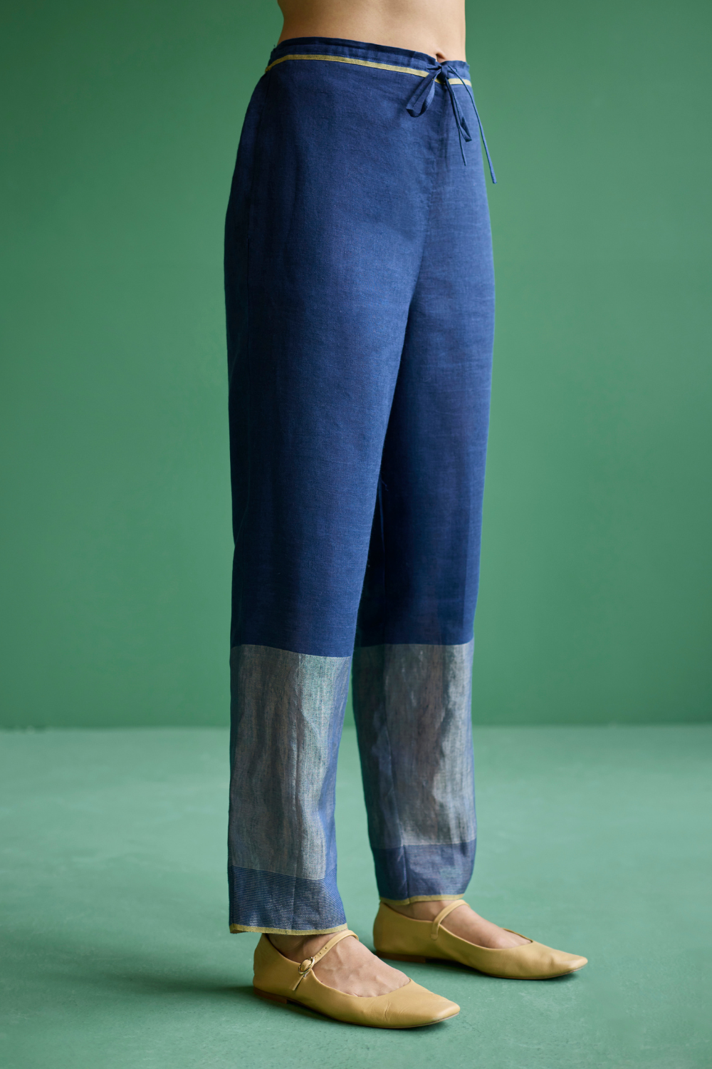 June Metallic Linen Pant - Navy