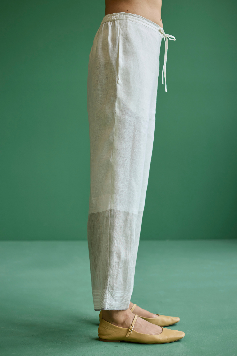 June Metallic Linen Pant - Ivory