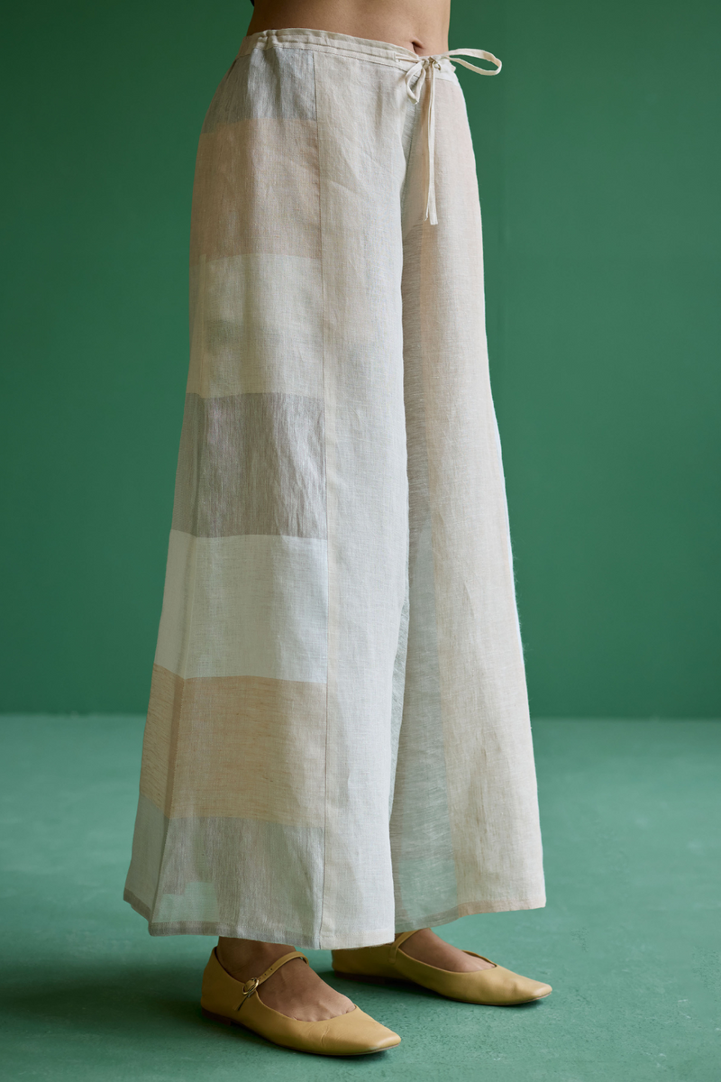 Nia Metallic Linen Culottes
 - Ivory linen by Manan in ivory color for women Worldwide