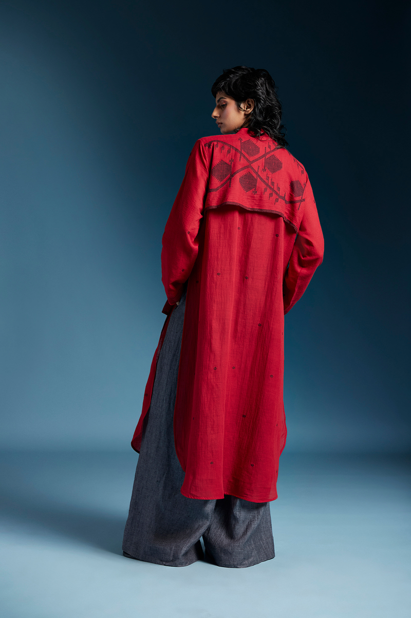 Alora Top-Red cotton by Chola in red color for women Worldwide