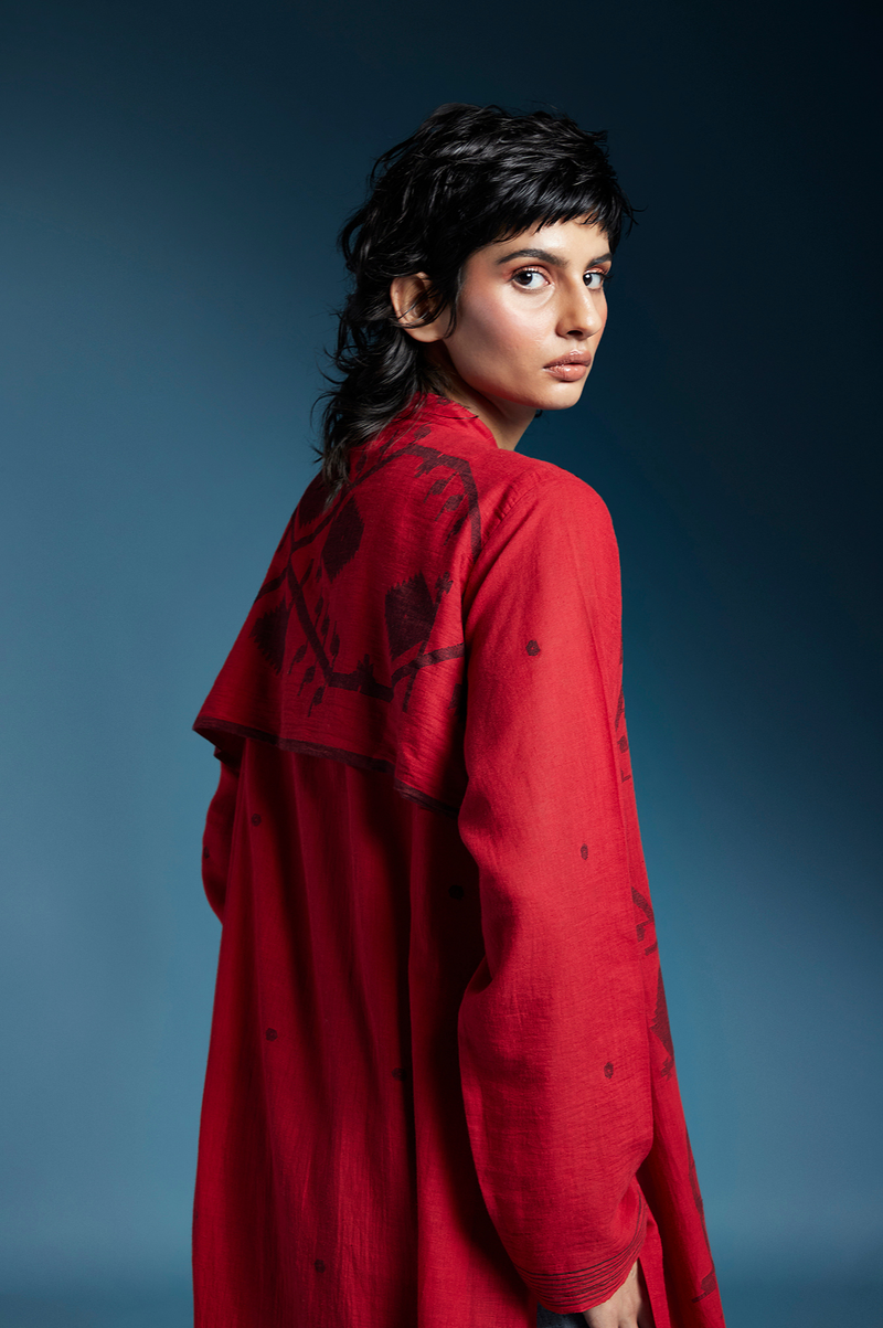 Alora Top-Red cotton by Chola in red color for women Worldwide