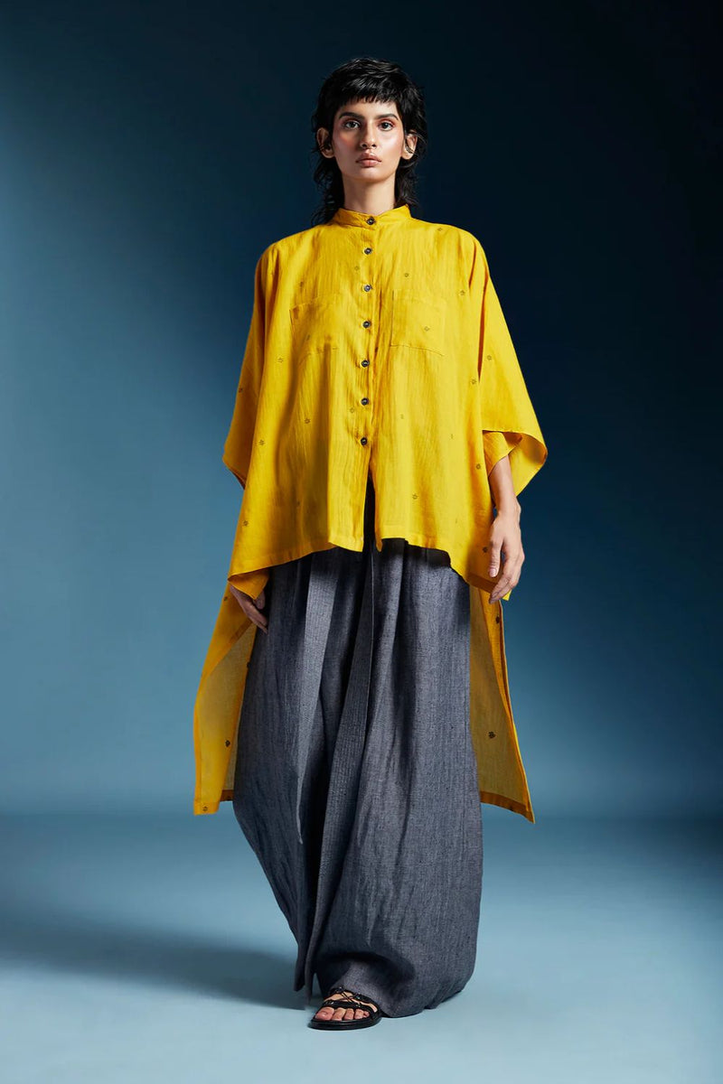 Anya Shirt-Mustard cotton by Chola in mustard color for women Worldwide