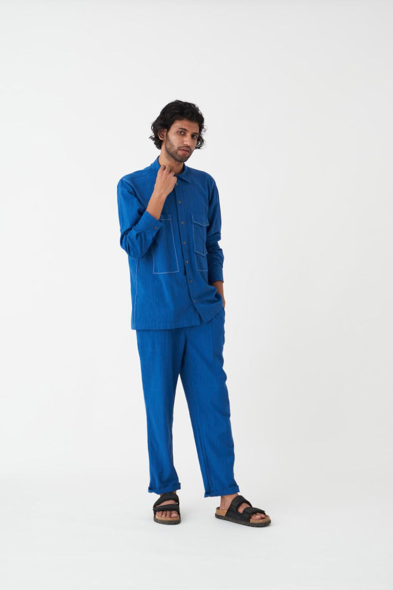 DOUBLE PATCH POCKET SHIRT CO-ORD - ELECTRIC BLUE
