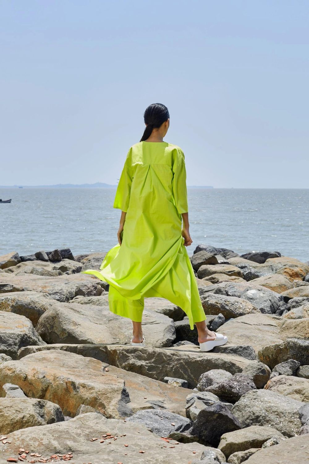 Neon Green Placket Tunic Set