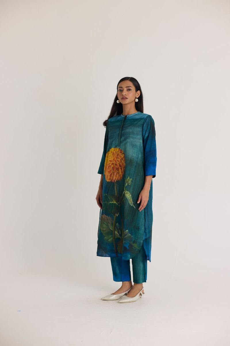 DILLY DALLY LONG KURTA SET cotton by Yam in multi color for women Worldwide
