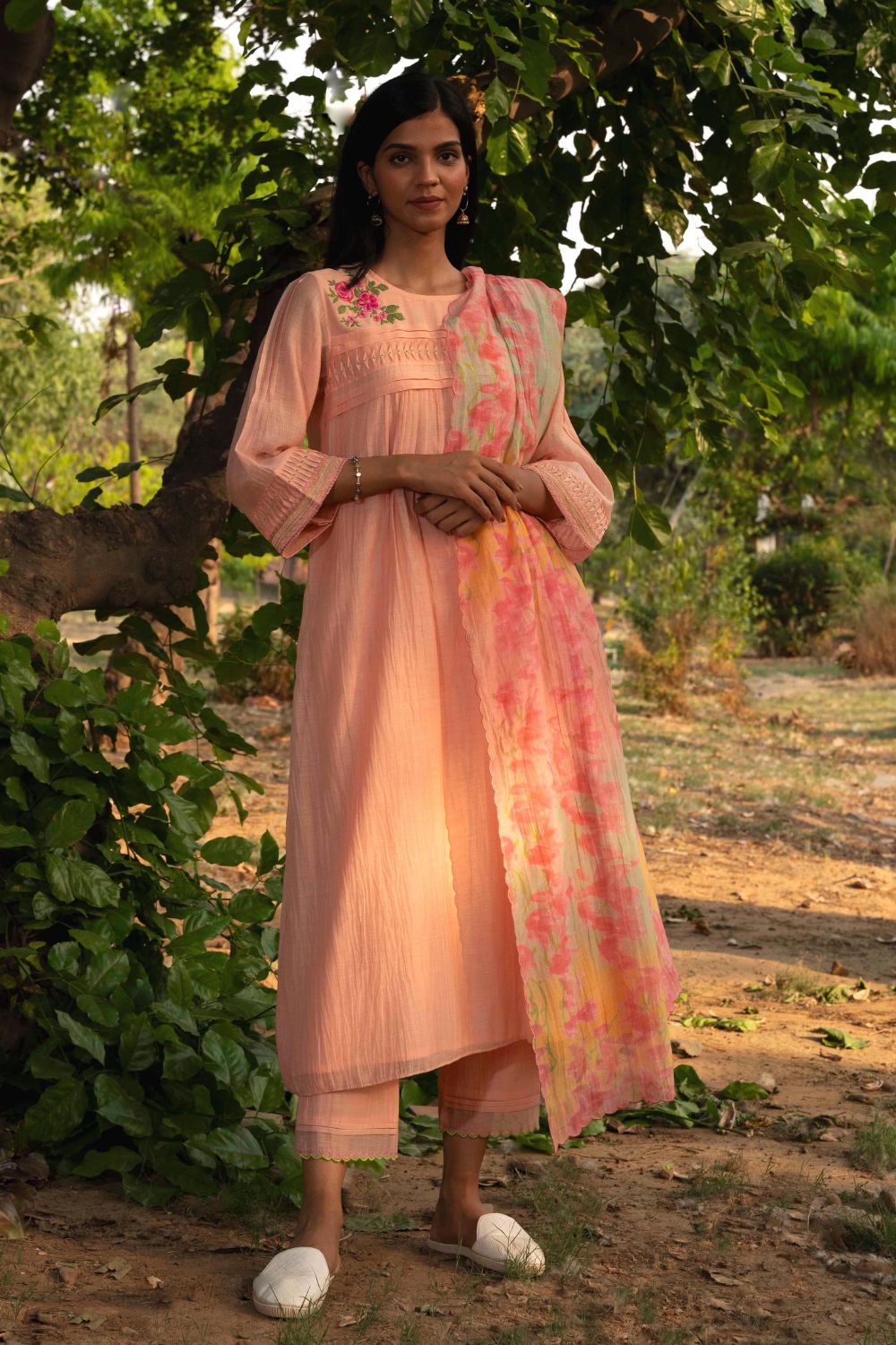 Maina Kurta Set-Peach