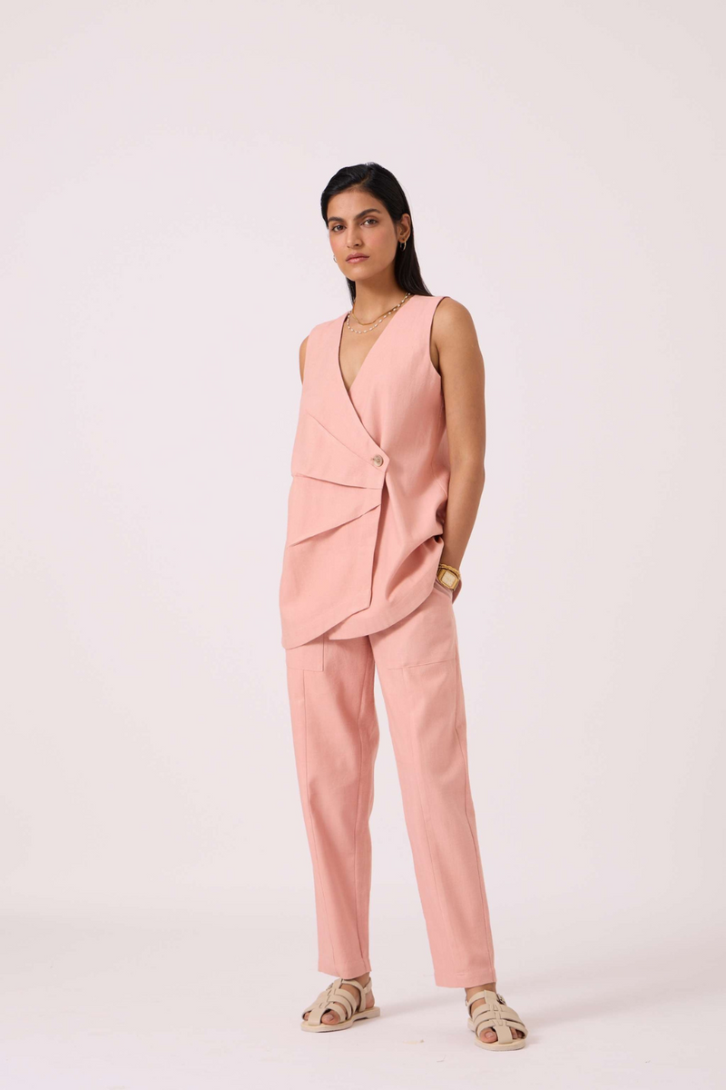Victory Pink Handwoven Pants cotton by The Summer House in pink color for women Worldwide