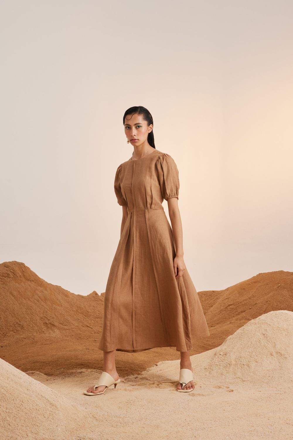 Panelled Dress -Sand