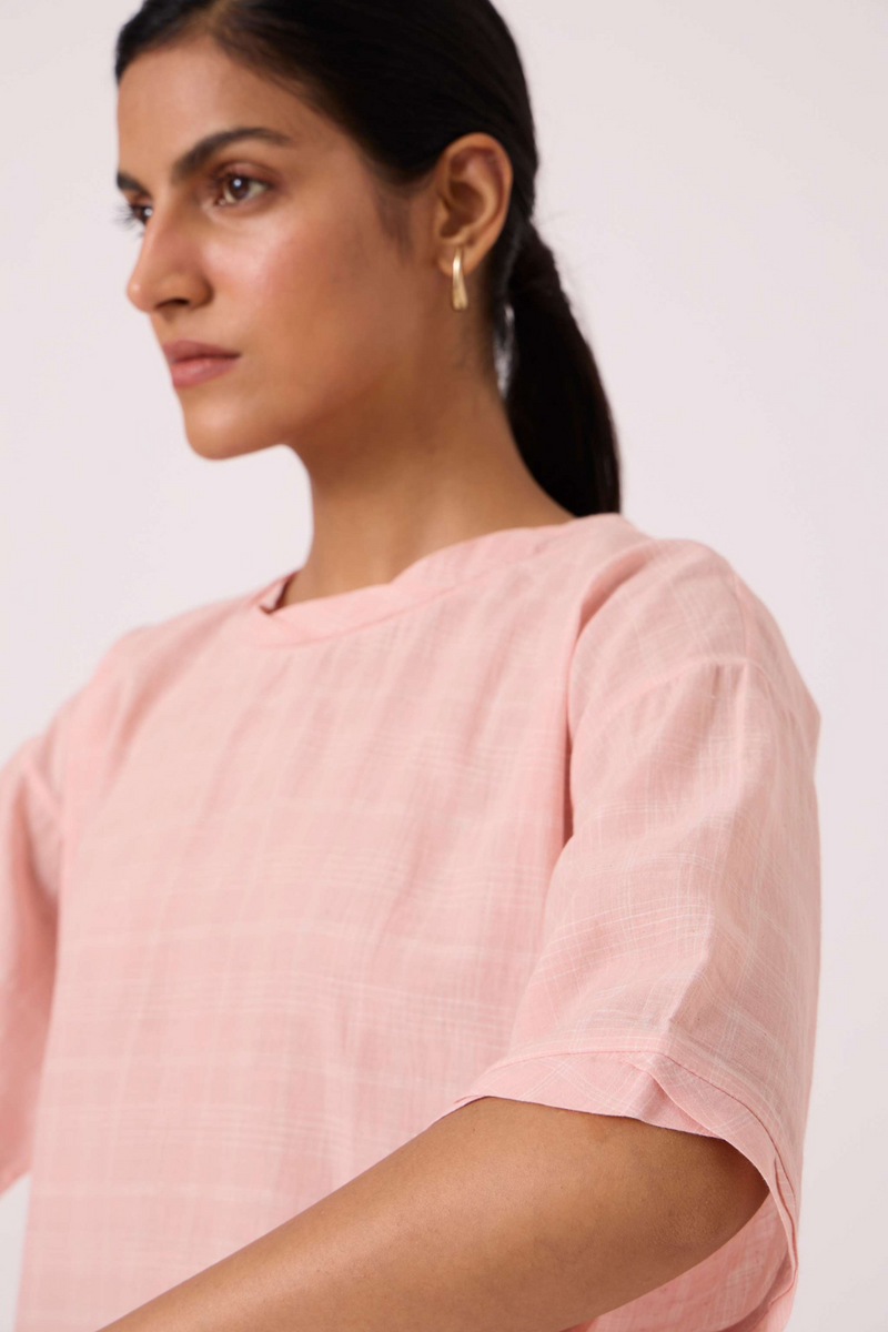 Laurie Pink Handwoven Top cotton by The Summer House in blue color for women Worldwide