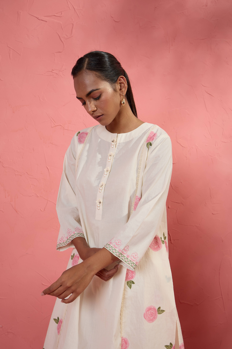 Gul Rose Set 2 cotton cambric light kurta set by AAVIDI in multicolor for women Worldwide