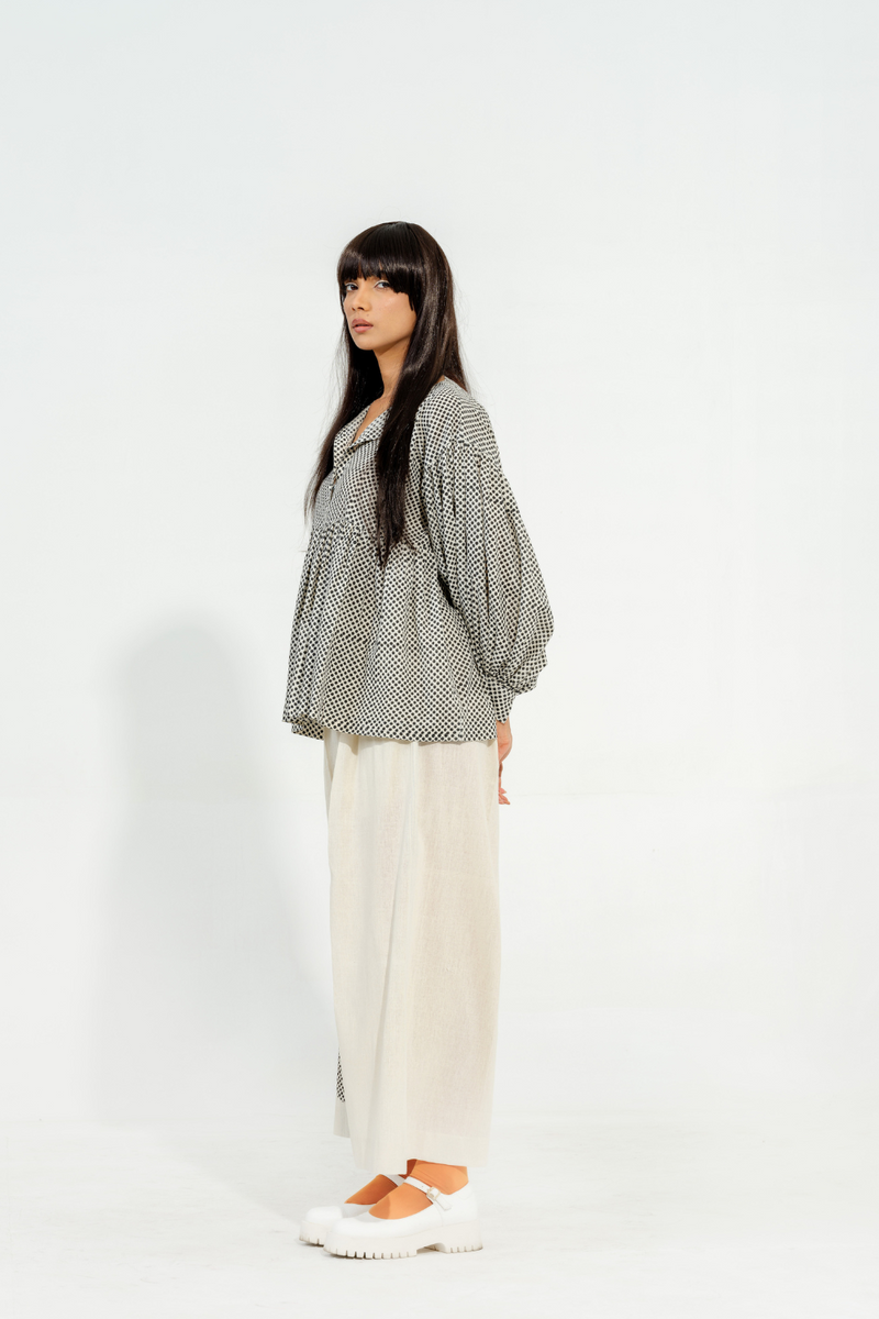 Camphor Top cotton muslin tops and shirts by Stoique in natural, black for women Worldwide