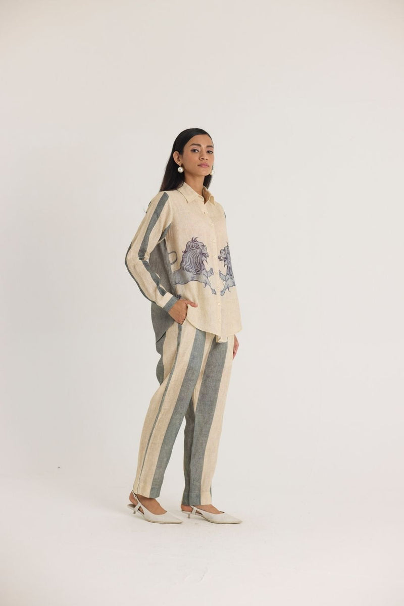 PAWS LINEN CO-ORD SET by Yam in white color for women Worldwide