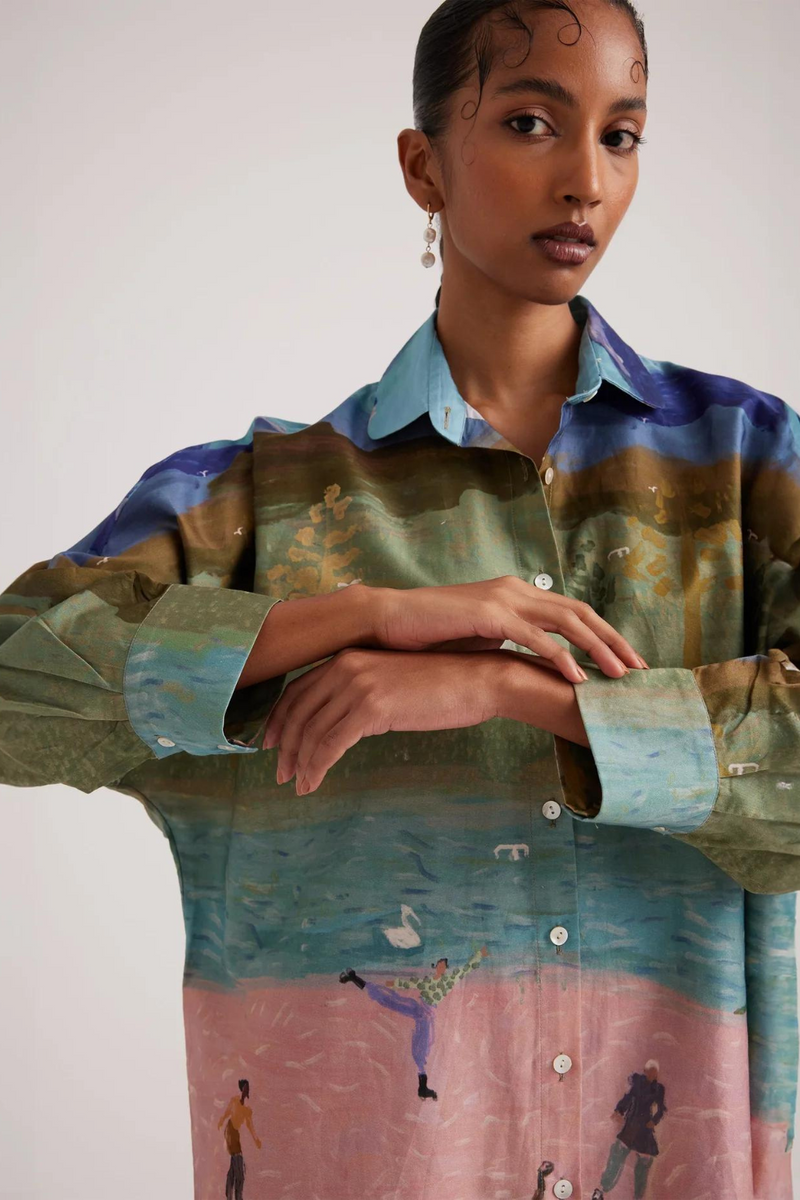 Como Long Shirt-Skater satin by CORD for women Worldwide