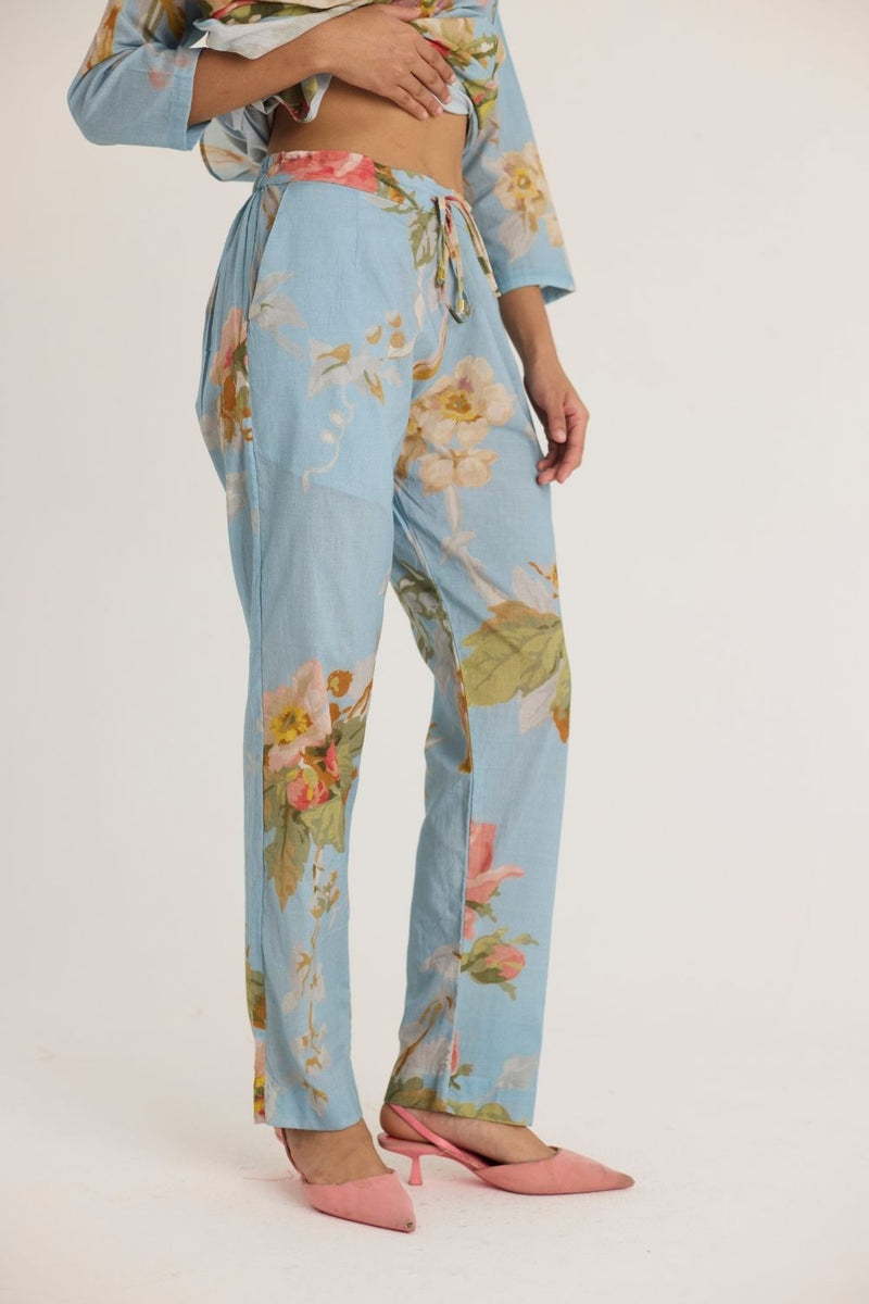 TAFFY LONG COTTON KURTA SET cotton by Yam in blue color for women Worldwide
