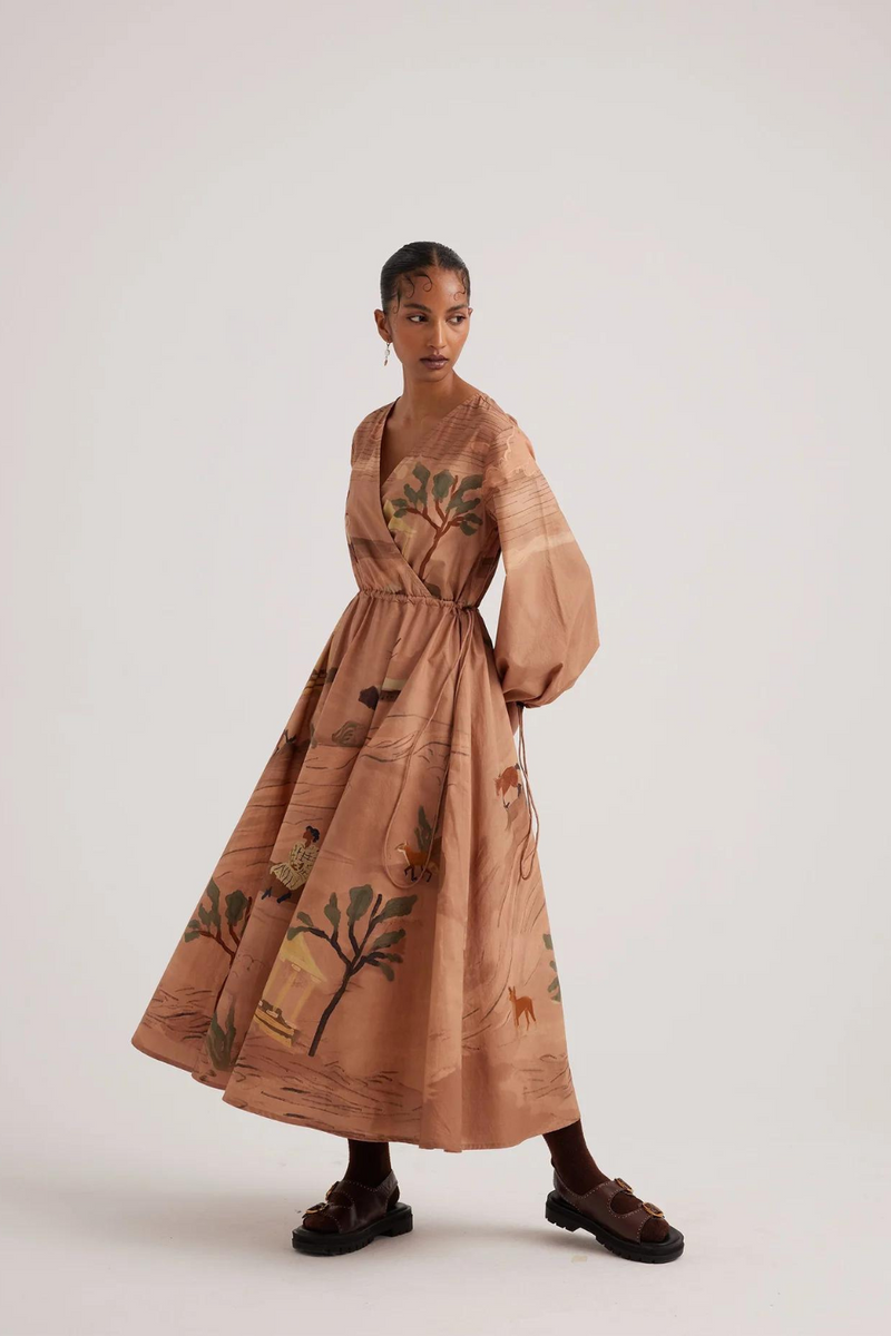 Drawstring Dress-Derby satin by CORD for women Worldwide
