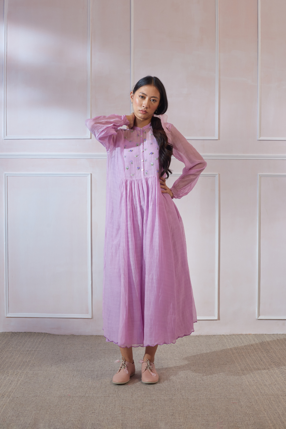 Lavender Wild Fower Maxi Dress