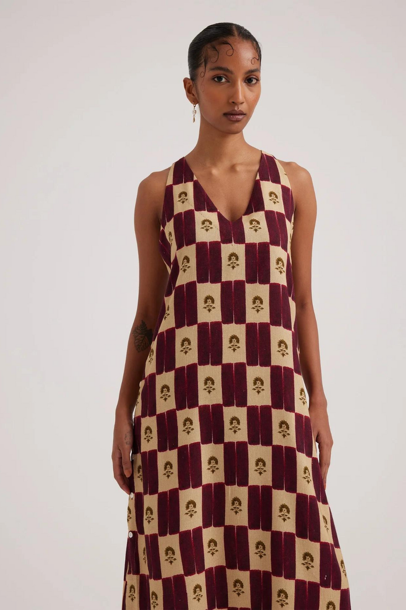 Zen Dress-Stamp Checks rayon by CORD for women Worldwide