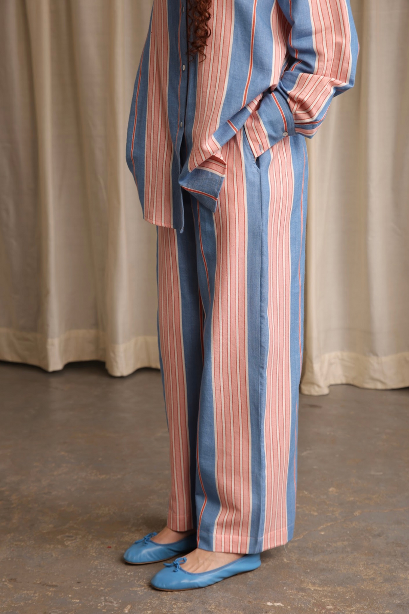 Lola Pants cotton by MASON AND MILL in blue color for women Worldwide