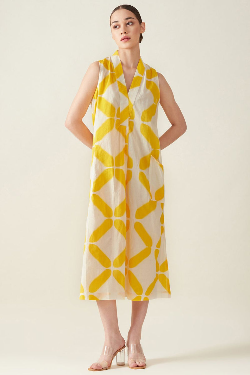 Summer A-line Dress cotton Artisan made - Block Printed by Aavidi for women Worldwide