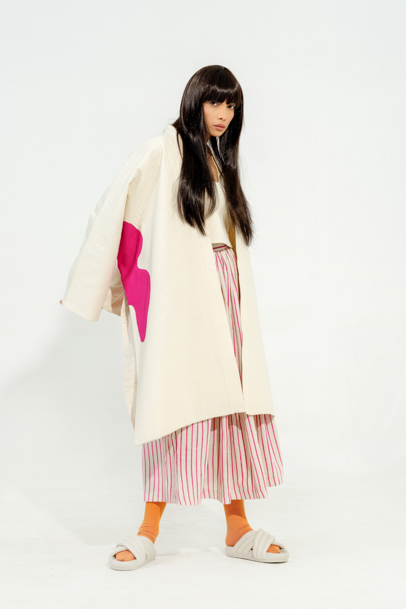 Shitake Jacket cotton matty jackets and overlays by Stoique in natural, pink for women Worldwide