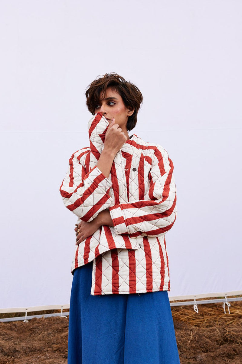 Carmine jacket cotton by Khara Kapas in red for women Worldwide