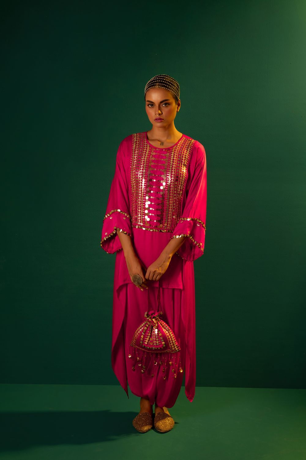 Chamakeen Tunic with Dhoti Skirt