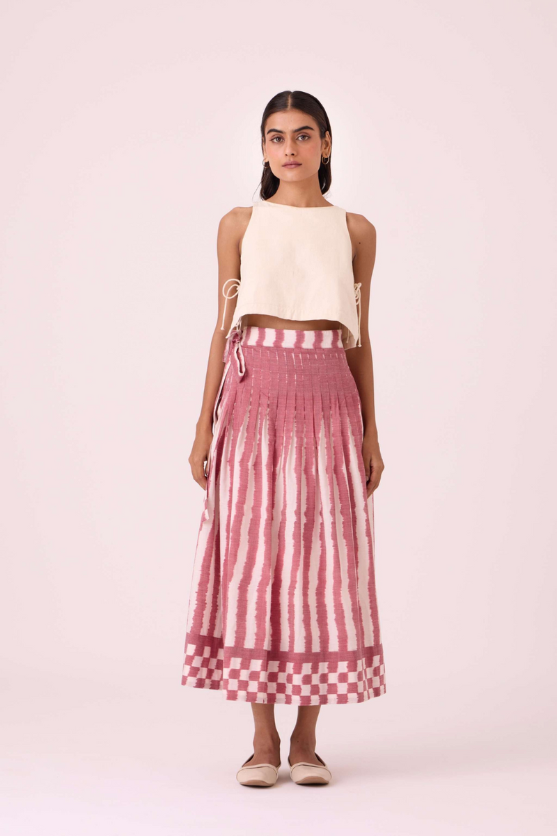 Levin Rhubarb Striped Ikat Skirt cotton by The Summer House for women Worldwide