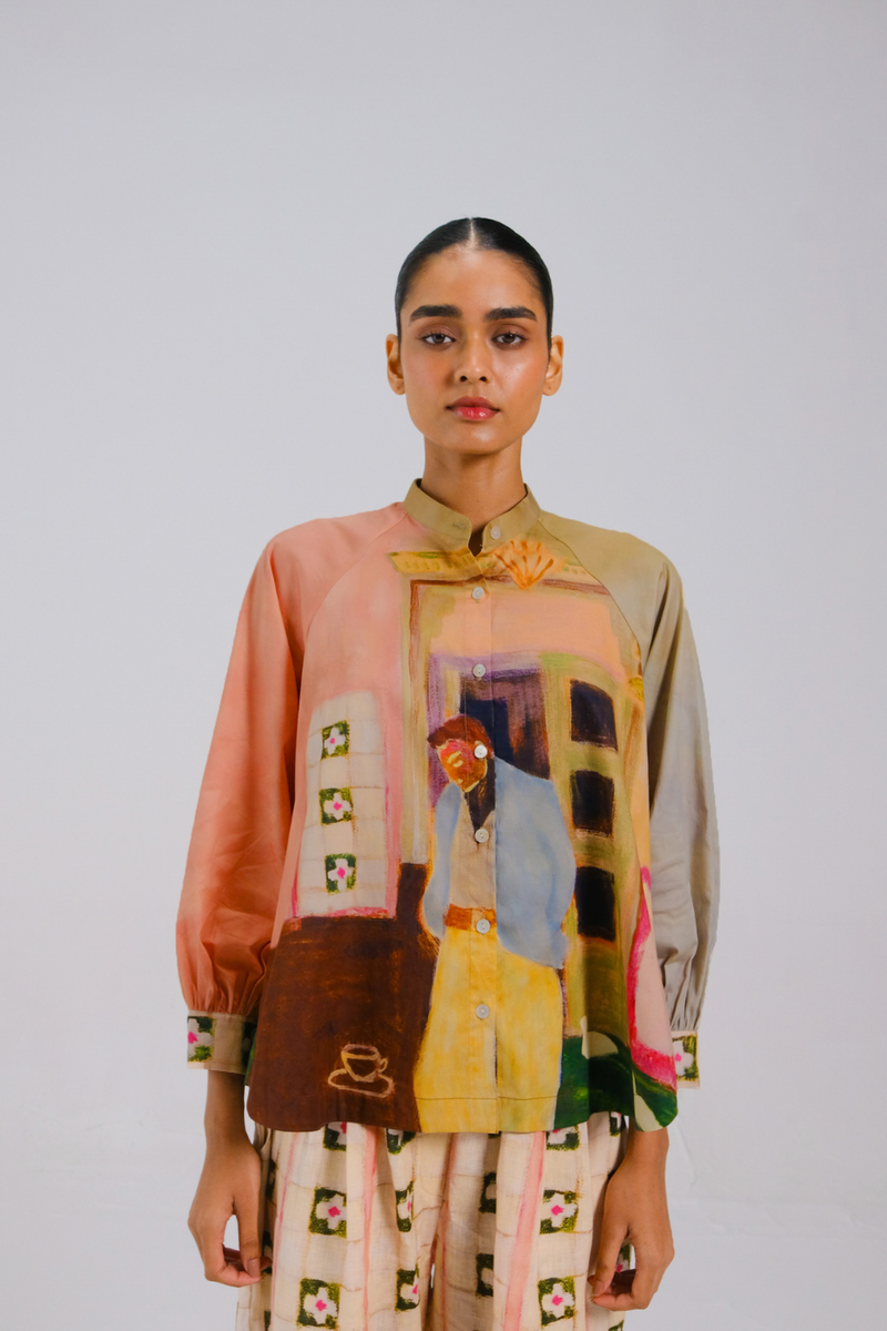 A-LINE SHIRT - MORNING COFFEE cotton by CORD for women Worldwide
