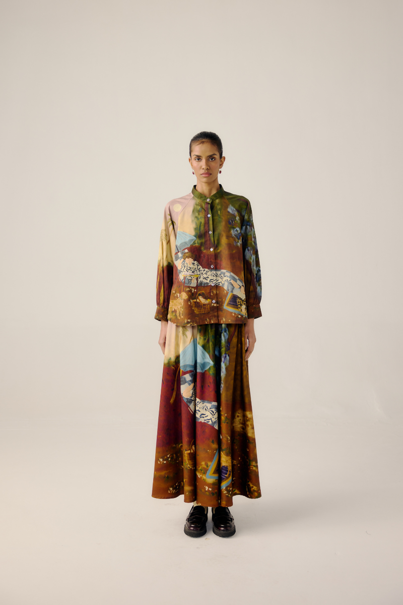 A-LINE SHIRT SET-Lakeside satin by CORD for women Worldwide