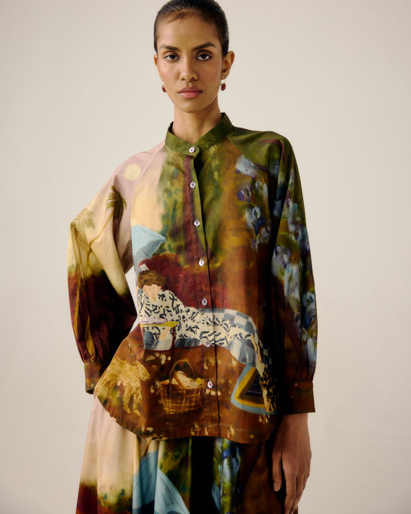 A-LINE SHIRT-Lakeside satin by CORD for women Worldwide