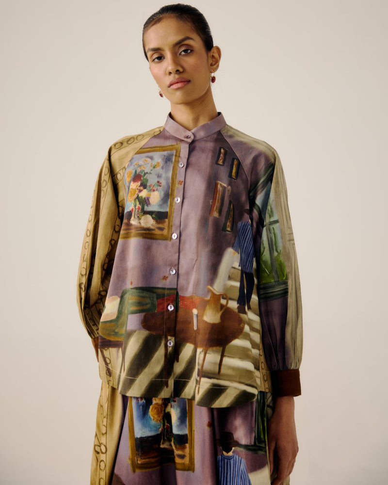 A-LINE SHIRT-Living Room satin by CORD for women Worldwide