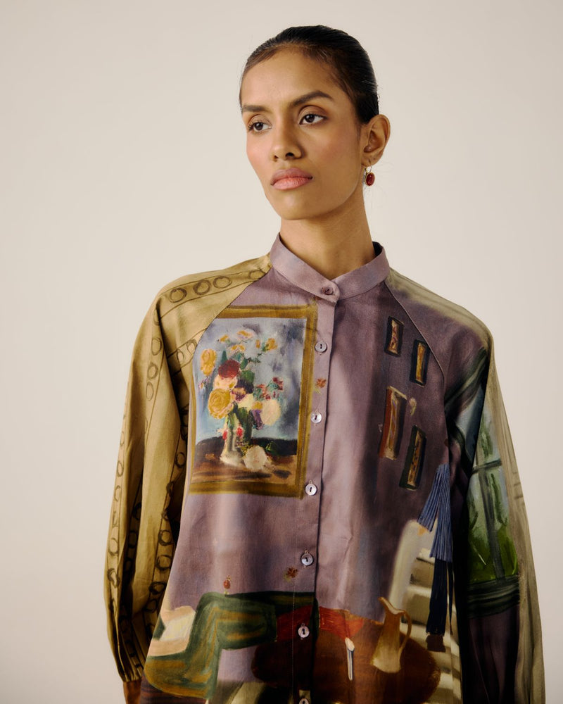 A-LINE SHIRT-Living Room satin by CORD for women Worldwide