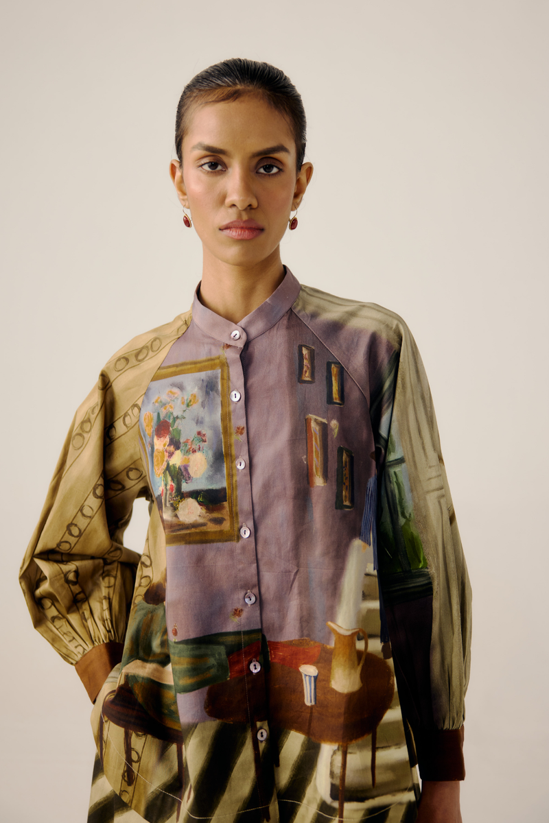 A-LINE SHIRT-Living Room satin by CORD for women Worldwide