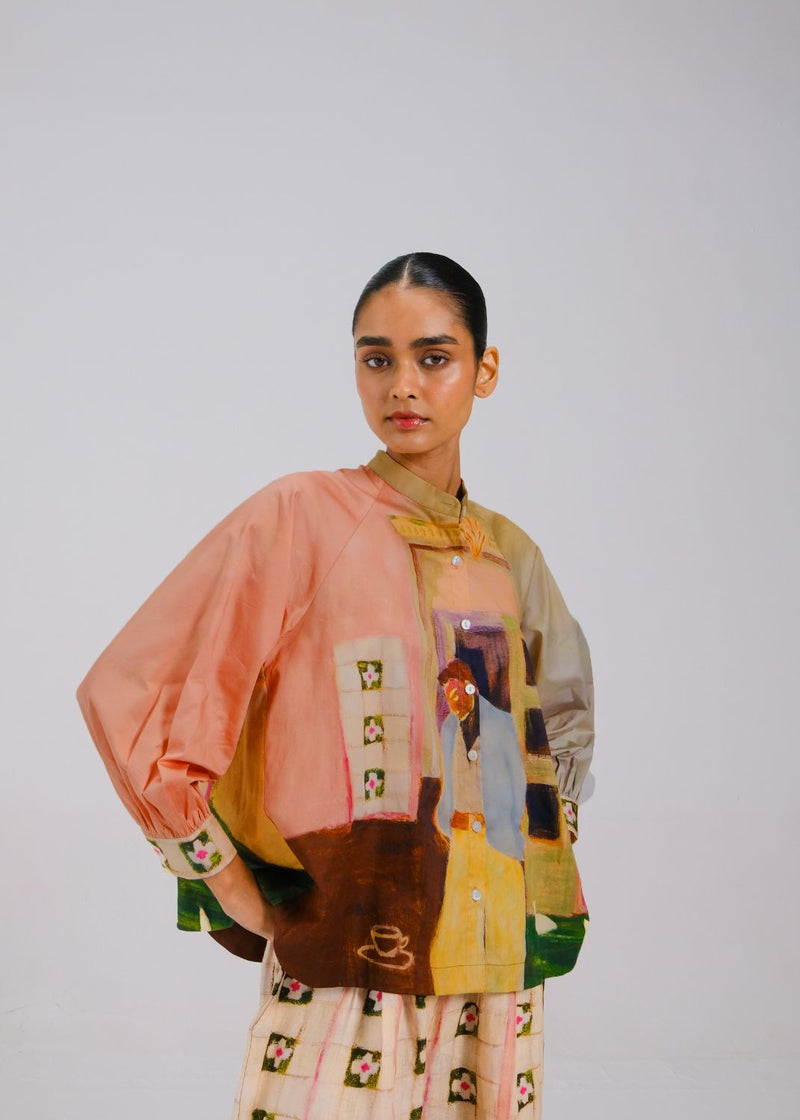 A-LINE SHIRT - MORNING COFFEE cotton by CORD for women Worldwide