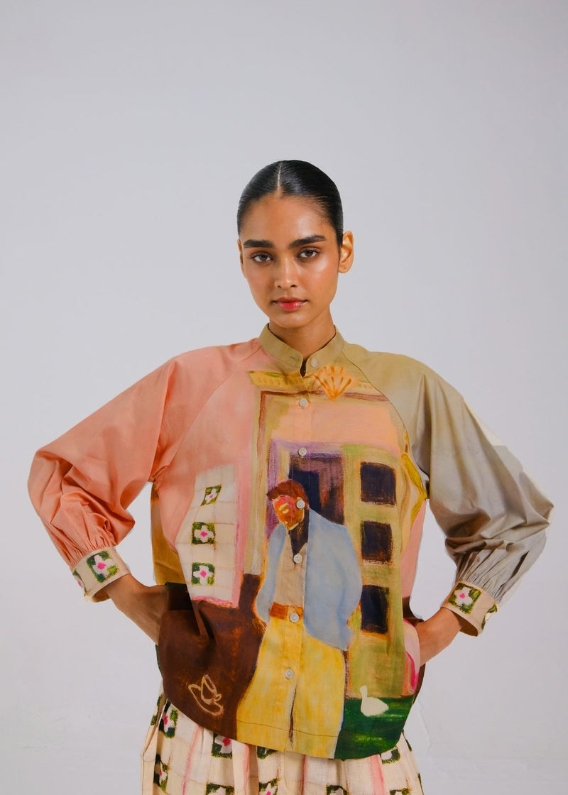 A-LINE SHIRT - MORNING COFFEE cotton by CORD for women Worldwide