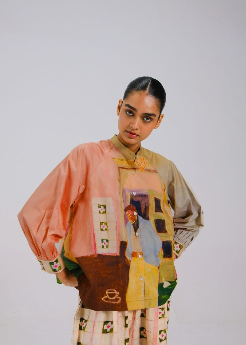 A-LINE SHIRT - MORNING COFFEE cotton by CORD for women Worldwide