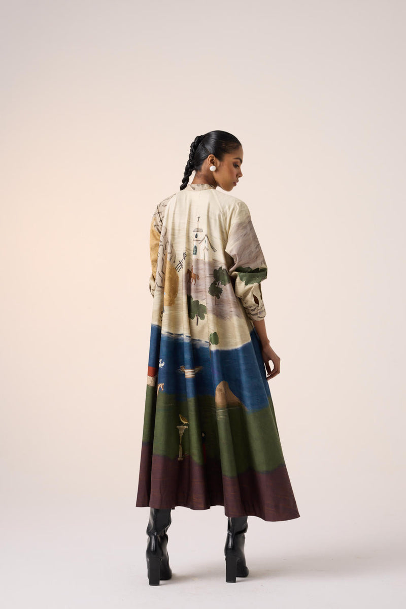 A-LINE LONG DRESS -VILLAGE PRINT cotton by CORD for women Worldwide
