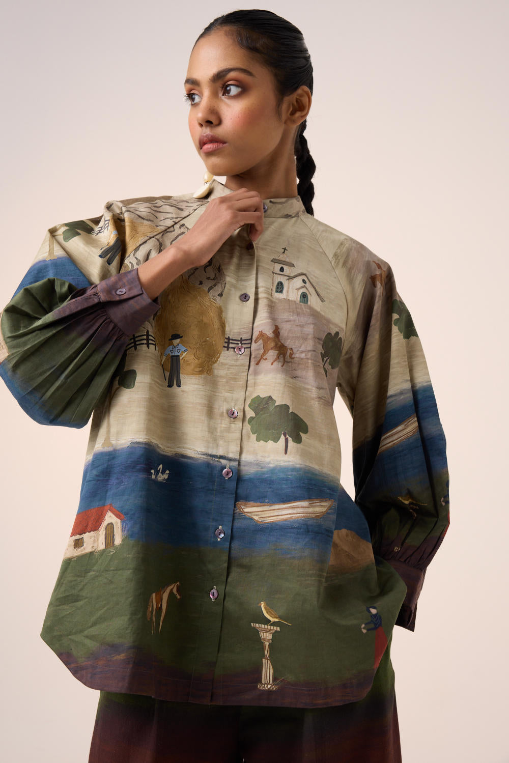 A-LINE SHIRT -VILLAGE PRINT