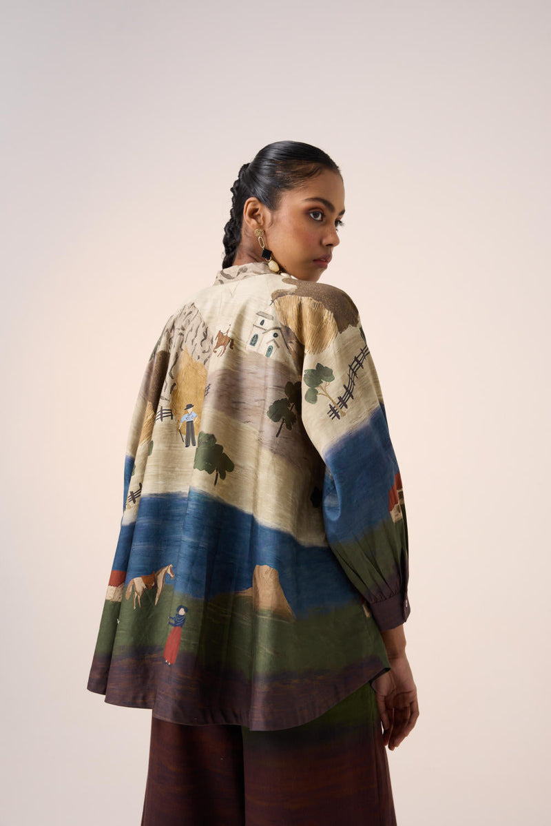 A-LINE SHIRT -VILLAGE PRINT cotton by CORD for women Worldwide
