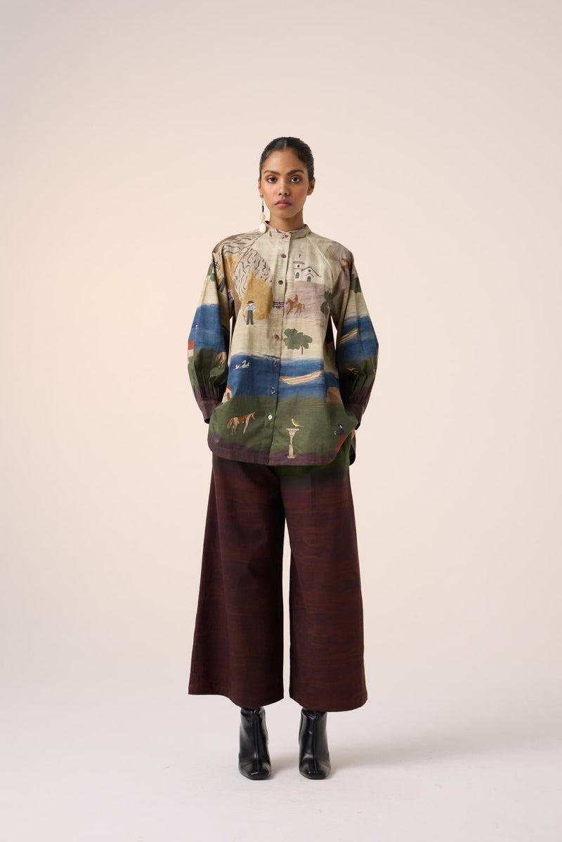 A-LINE SHIRT -VILLAGE PRINT cotton by CORD for women Worldwide