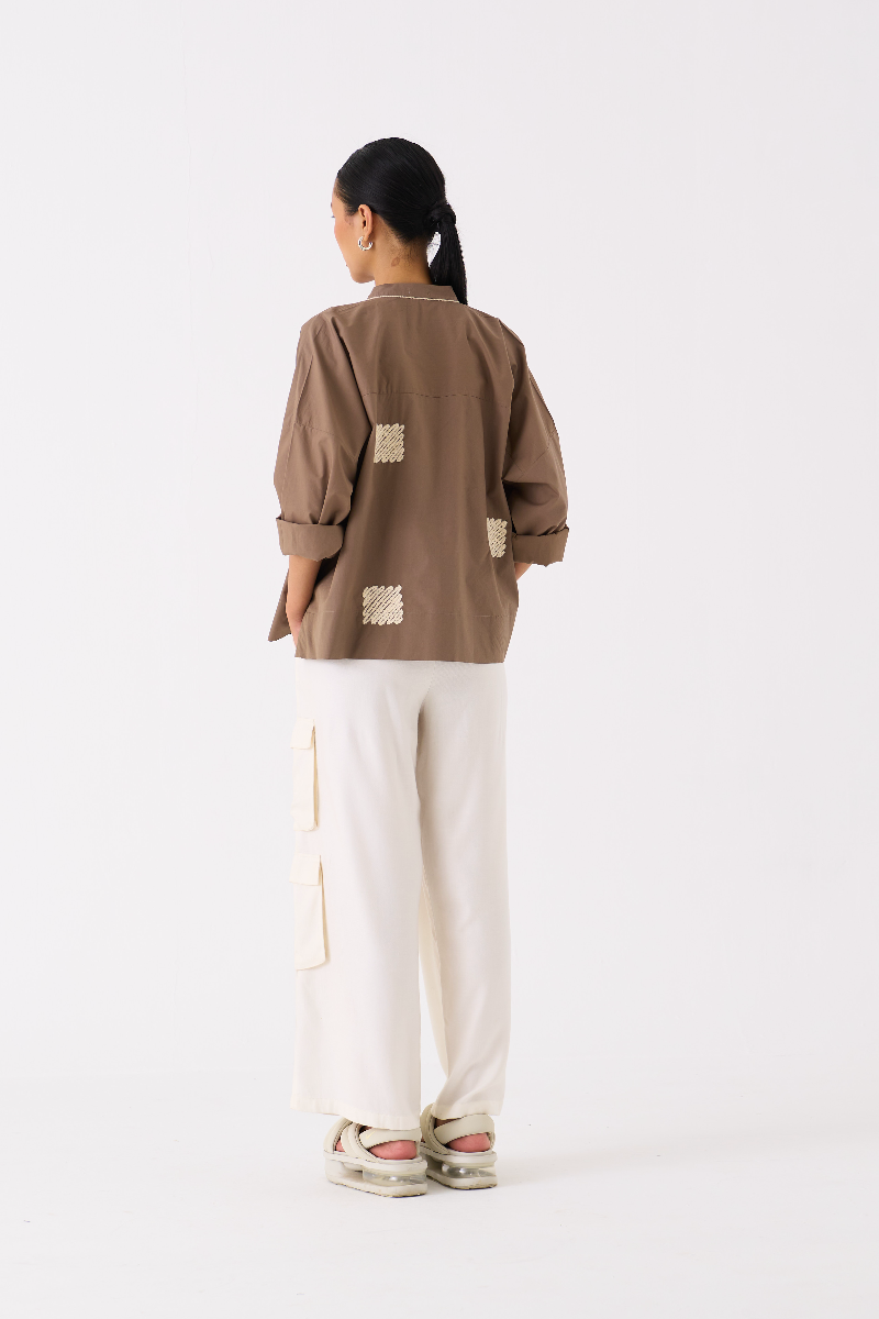 WAVE EMB. TOP-CEDAR poplin by THREE for women Worldwide