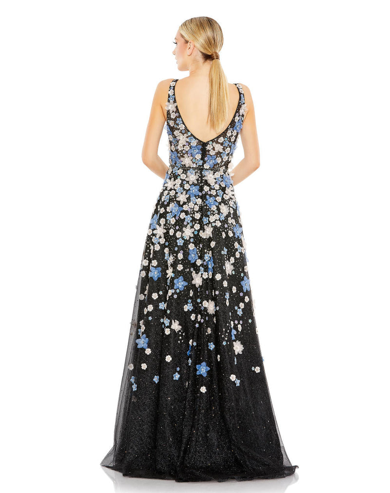 MD-A11169 Embroidered Flared Gown-Black by Mac Duggal in black color for women Worldwide